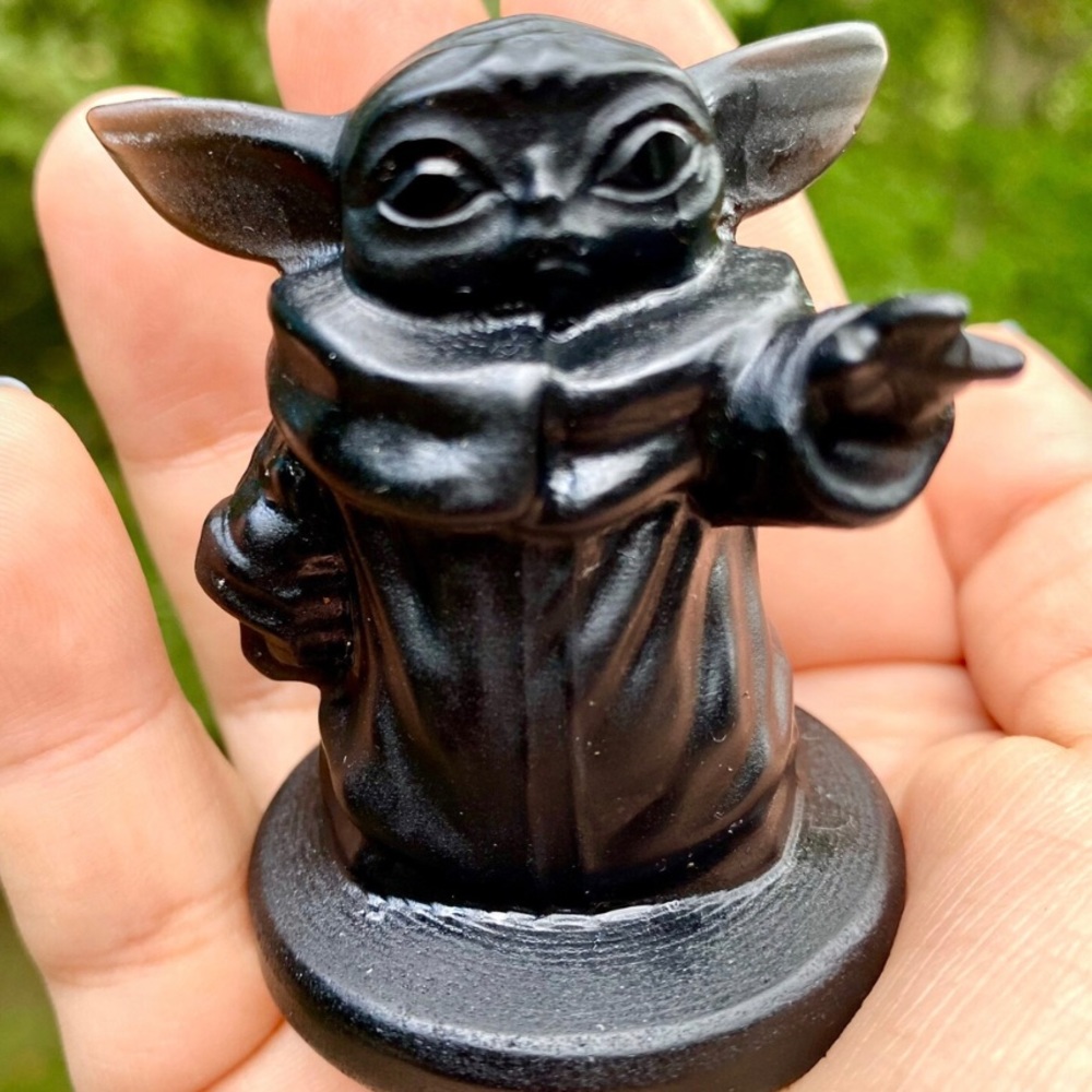 Baby Yoda Black Obsidian Carving Crystal